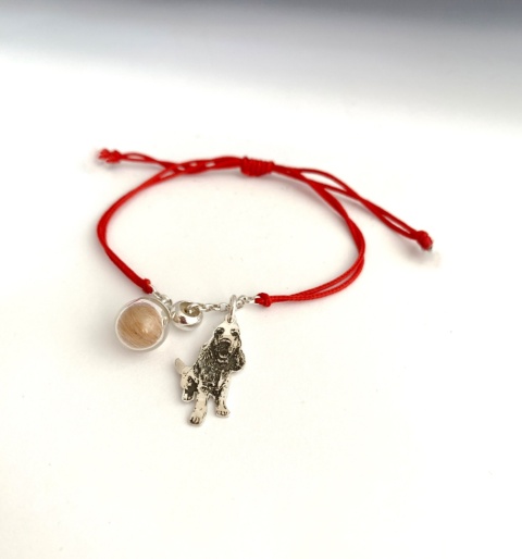 Bransoletka z sierścia ukochanego psa i jego portretem - pamiątka po pupilu