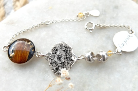 bransoletka z sierścią pupila i jego portretem - biżuteria personalizowana bransoletka z sierścią pupila i jego portretem - biżuteria personalizowana