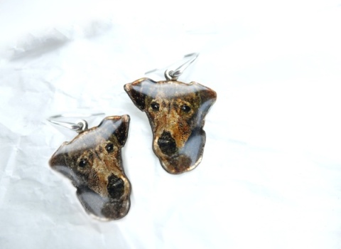 kolczyki z psem na podstawie zdjęcia - biżuteria ze zdjęcia